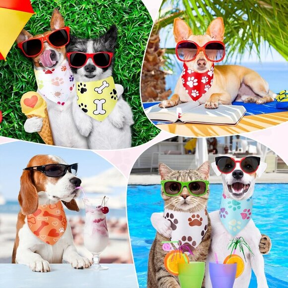 50 Pieces Paw Print Dog Bandanas Bulk Dog Bandanas for Pets Triangle Kerchief Bi - Picture 6 of 6